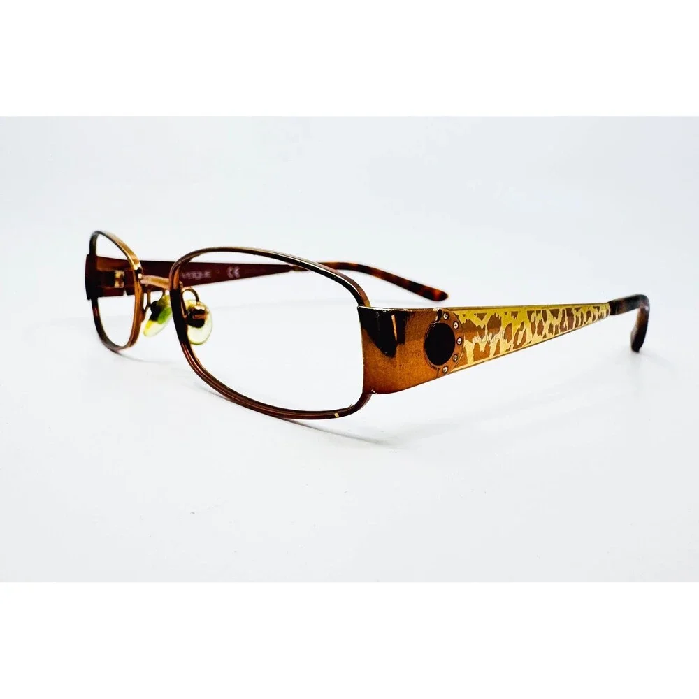 Vogue Eyeglasses Womens Brown VO 3745-B 811 Animal Print Crystals 51-16-135